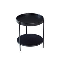 COUCHTISCH-SET 44/44/48 cm schwarz aus Massivholz und MDF mit 2 Ebenen - Schwarz, Holzwerkstoff (44/44/48cm) - OKWISH