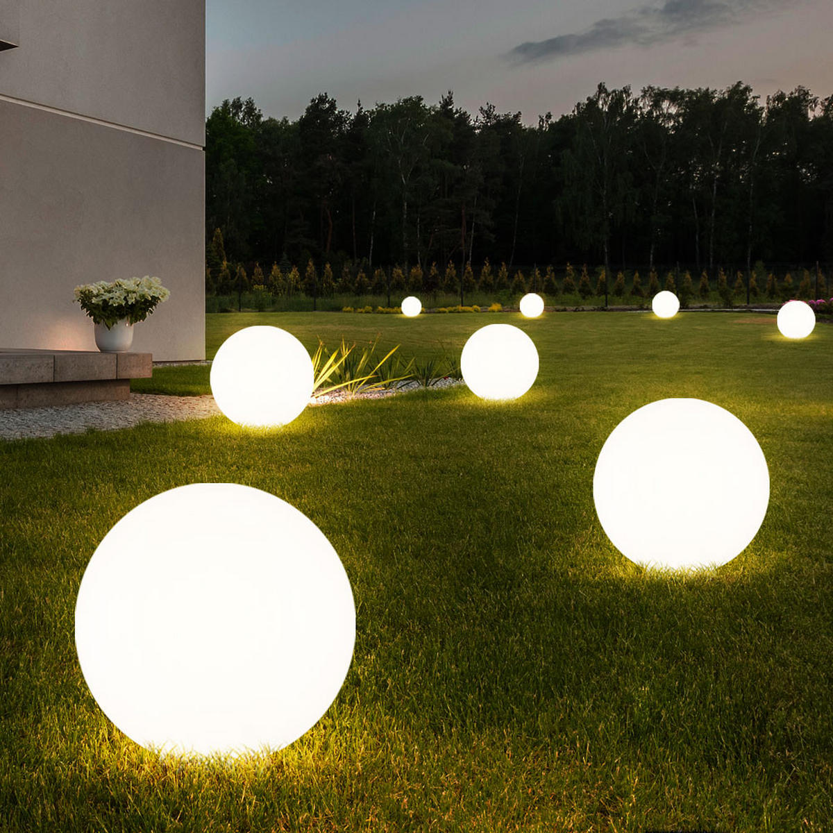 LED AUSSENLEUCHTE Kunststoff Weiß 3er Set - Weiß, Kunststoff (25/25/65cm)
