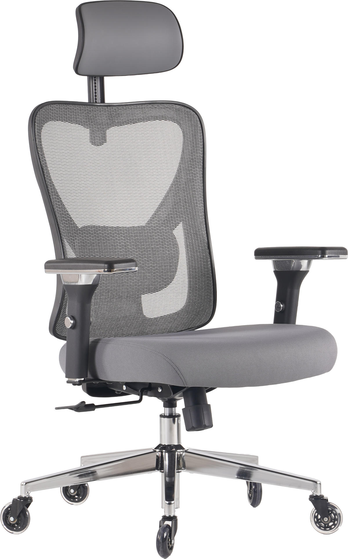 BÜROSTUHL CleverSeat Anthrazit - Anthrazit/Silberfarben, Kunststoff/Textil (70/134/70cm) - Clouvou