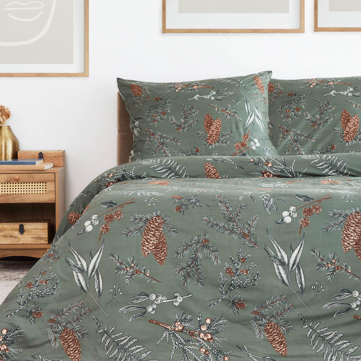 BETTWÄSCHE Foret Mikrofaser grün 220/200 cm - Grün, Textil (220/200cm) - Homla