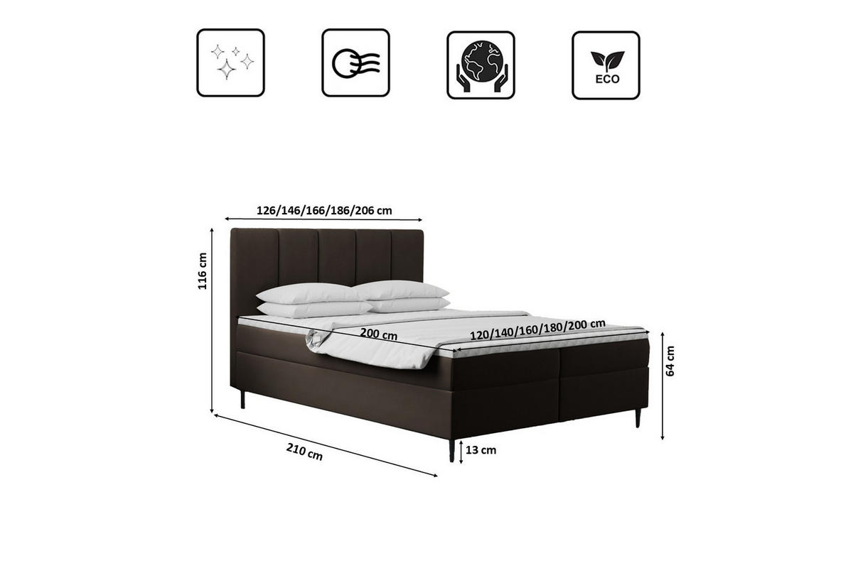 BOXBETT Mit Bettkasten Und Matratze POEL Braun 160x200 cm H3-Bonell - Mooreichefarben/Braun, Holz/Holzwerkstoff (160/200cm) - Kaiser Möbel