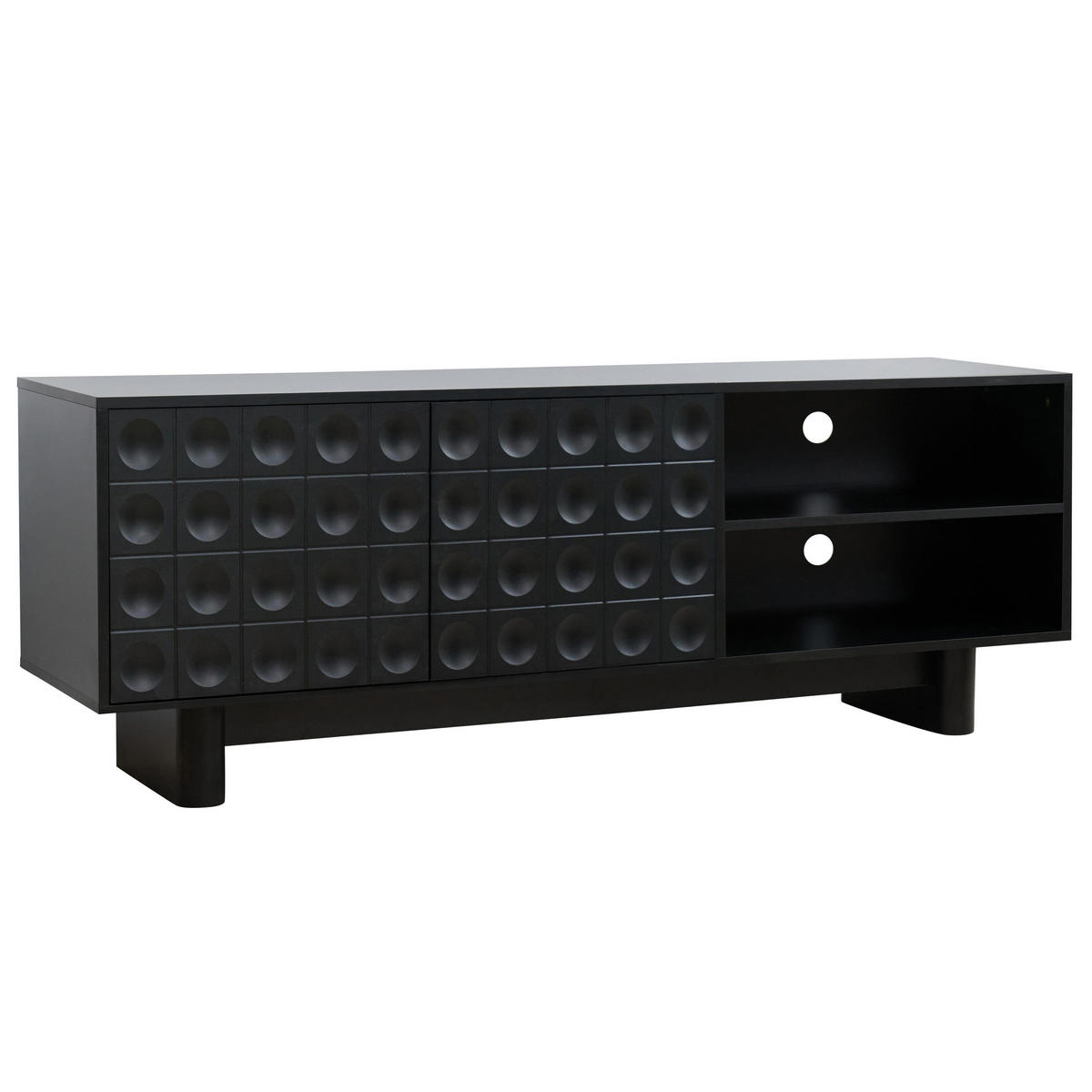 TV-SCHRANK, Schwarz - Schwarz, Holz (40/58/160cm) - Oviala