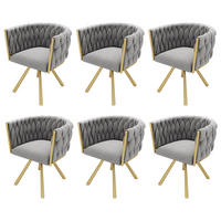 ESSZIMMERSTÜHLE 6er-Set Grau/Gold mit 360°-Drehfunktion - Grau, Metall (59/72/54cm) - MIVRAY