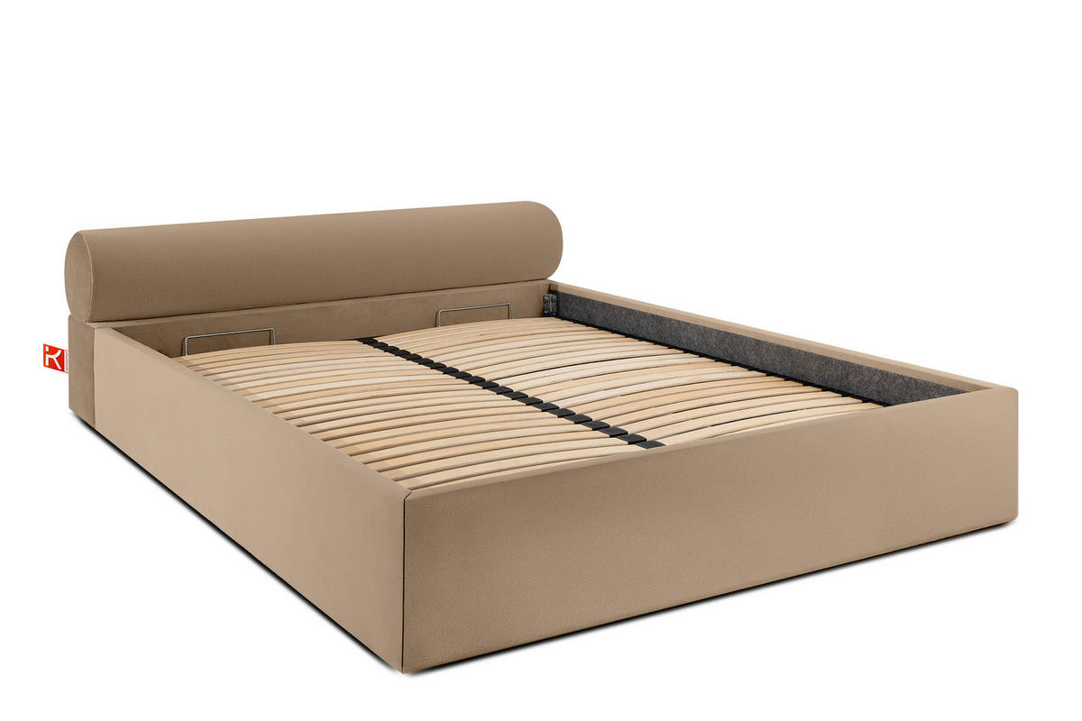 POLSTERBETT LUNEO - Beige/Schwarz, Holz/Holzwerkstoff (182/204cm) - KONSIMO®