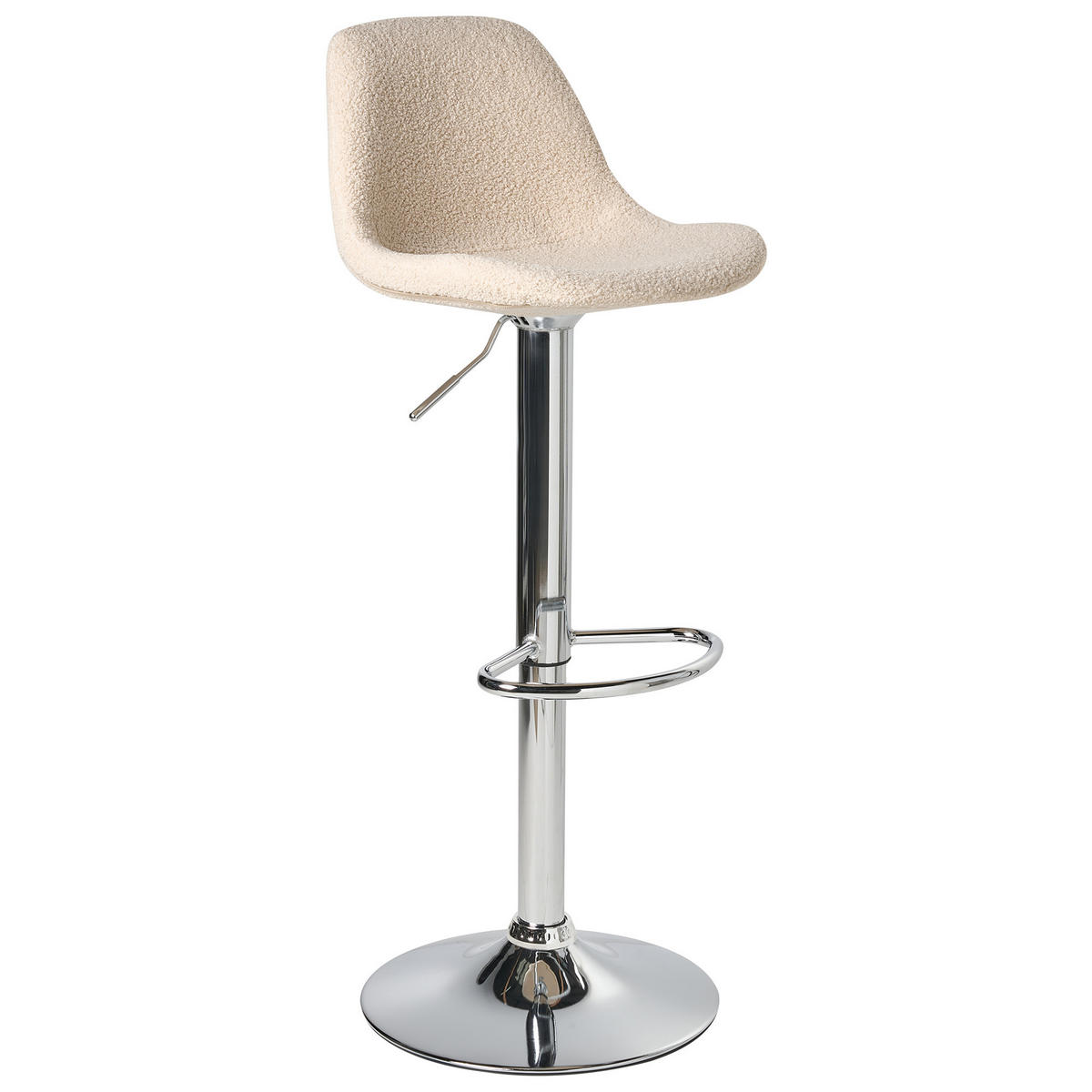 BARHOCKER 2er-Set Bouclé drehbar Hellbeige Kahla - Beige/Silberfarben, Textil (39/80/42cm) - Beliani