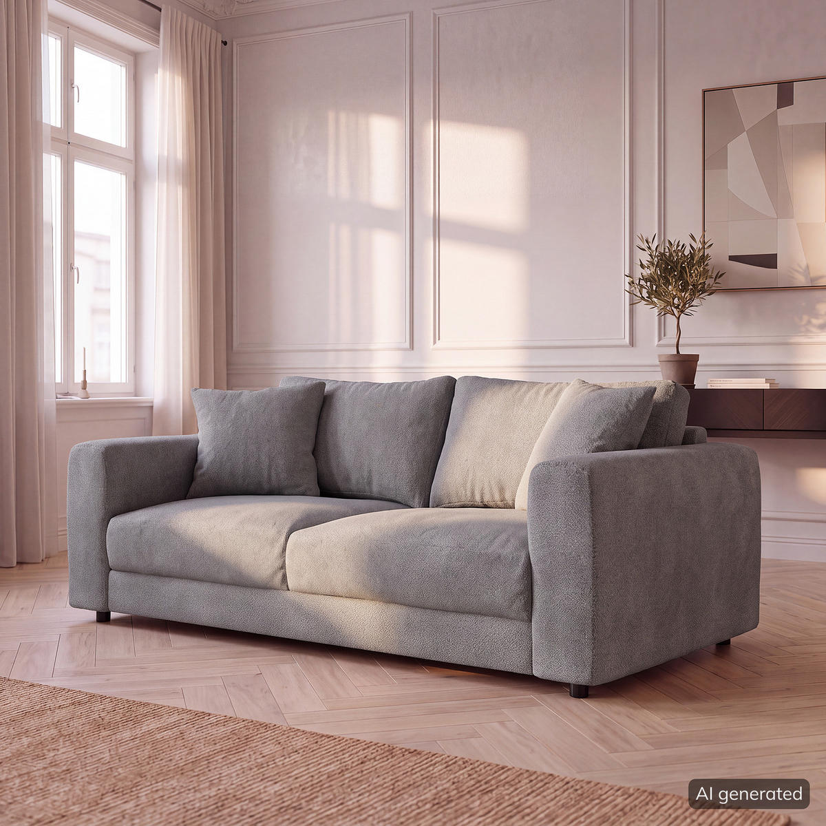 2,5-SITZER SOFA - Schwarz/Grau, Holz/Kunststoff (182/79/106cm) - home24