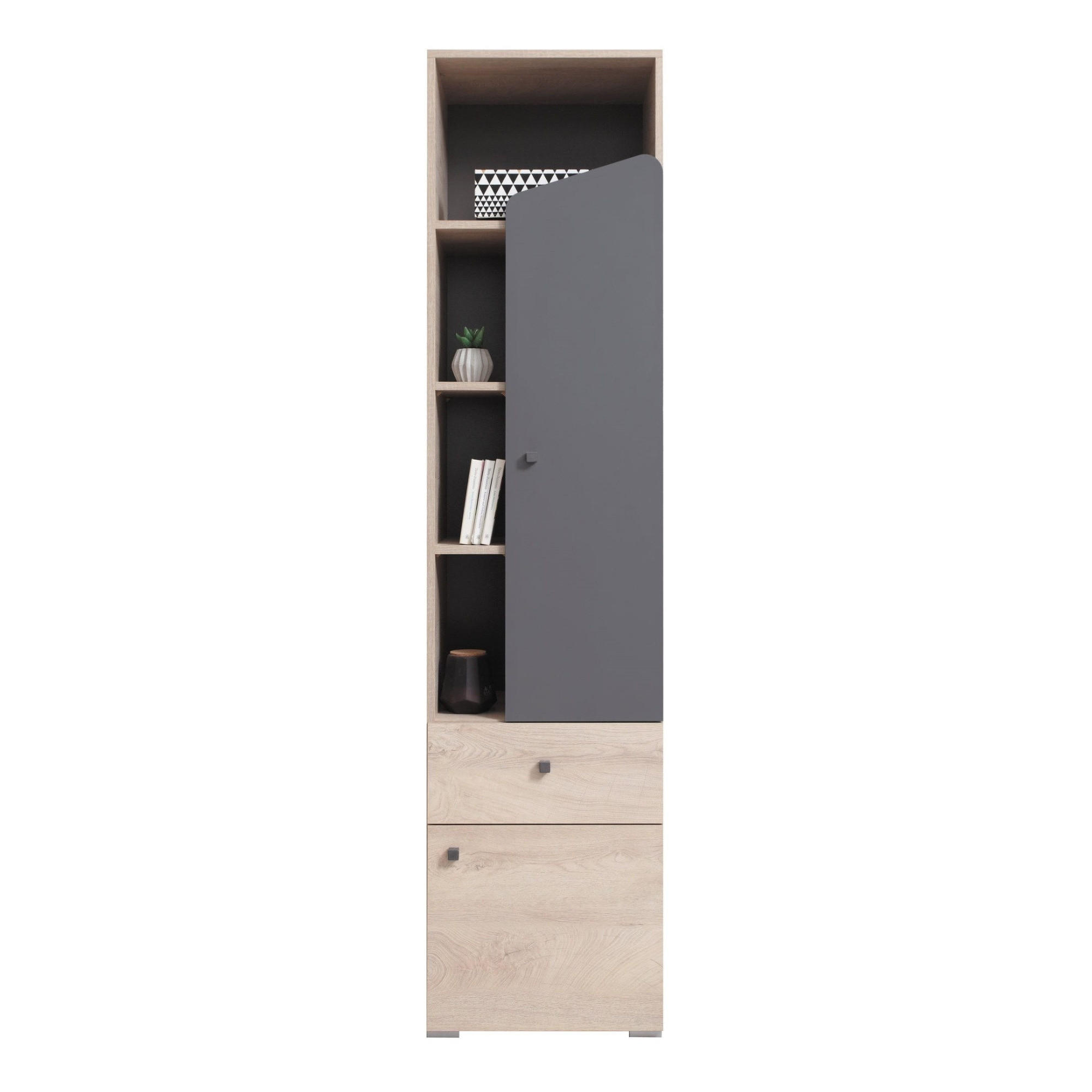 KINDERREGAL DARLA D04 45/40/190 Eiche/Anthrazit - Anthrazit/Sonoma Eiche, Holzwerkstoff (45/190/40cm) - Deine Möbel 24