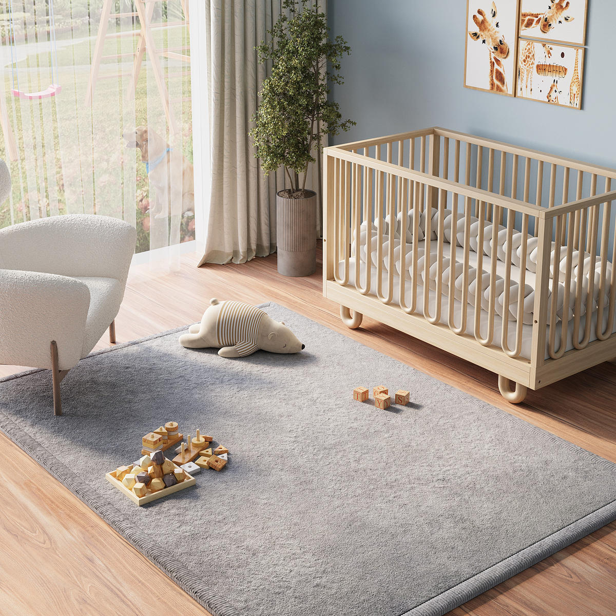 KINDERTEPPICH FLUFFIN dunkelgrau kuschelig waschbar 150/200 cm - Dunkelgrau, Textil (150/200cm) - Tapiso