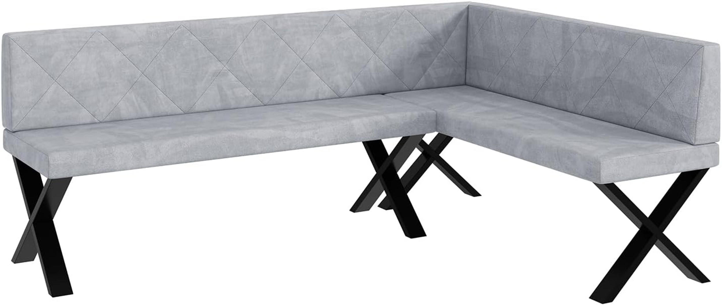 ECKBANK ERIC_X - Hellgrau, Textil (142/196cm) - Meblini