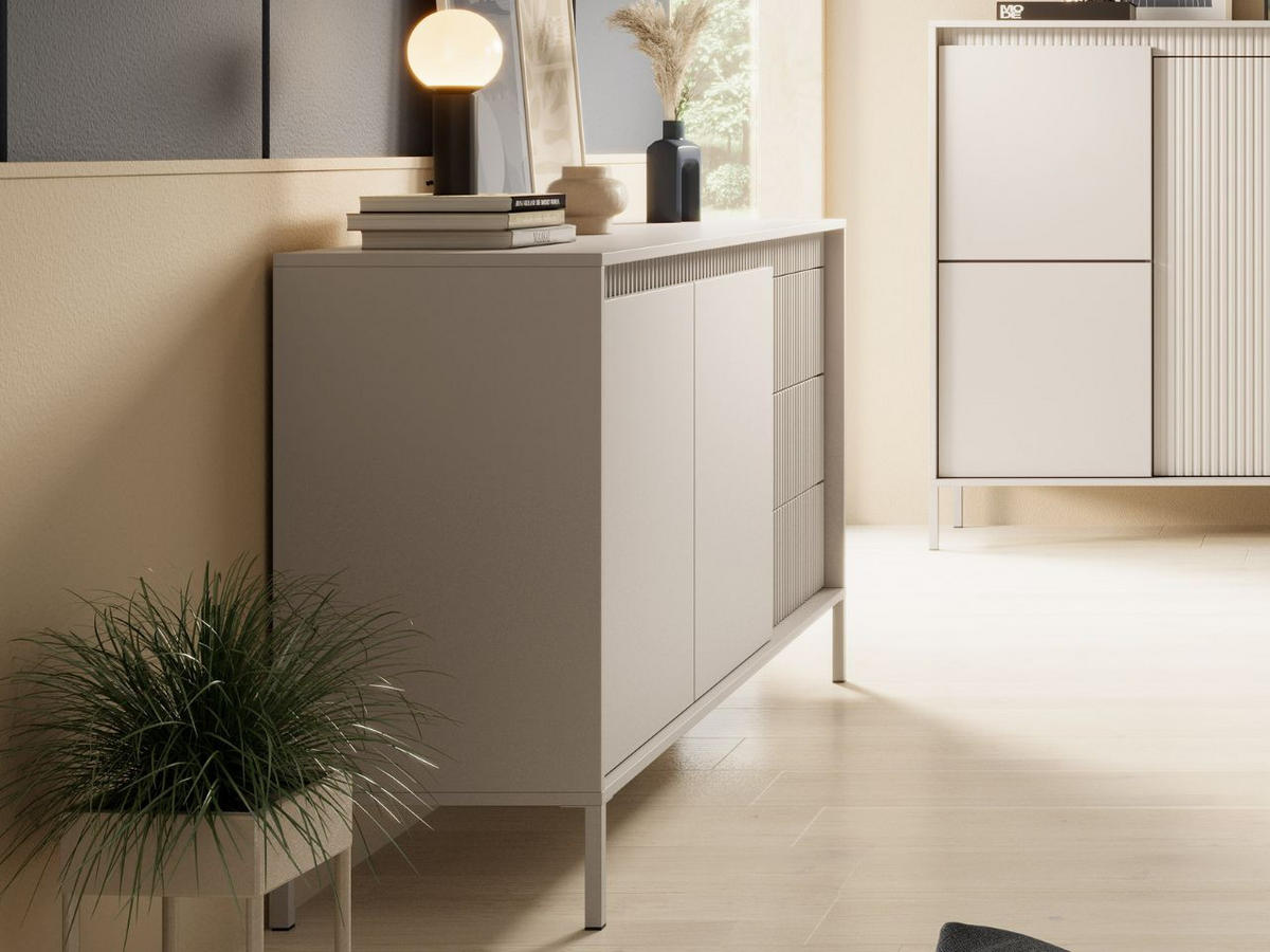 KOMMODE Beige 154/82/40 cm Sorano - Beige, Naturmaterialen/Metall (154/82/40cm) - Graingold