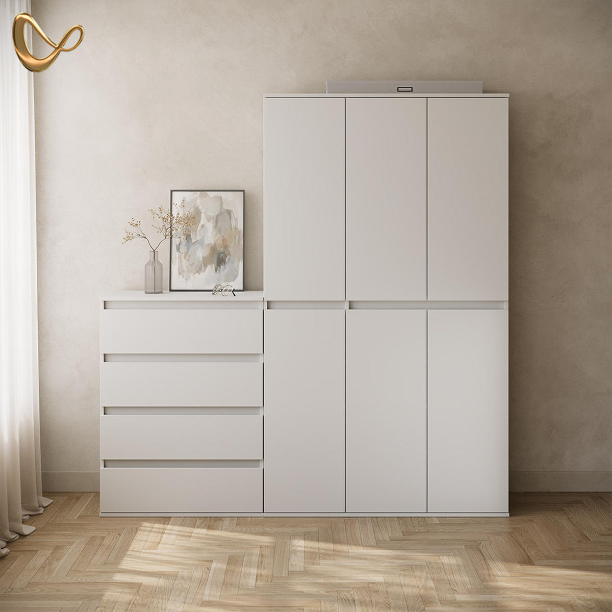 EINLEGEBODEN Garda Weiß 2er Set - Weiß, Holzwerkstoff (35.4/1.6/36.3cm) - Livinity®