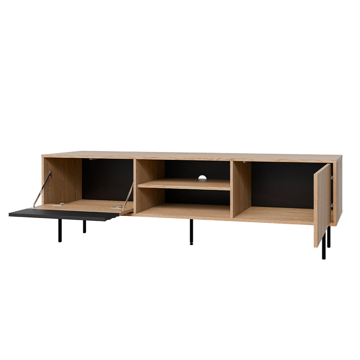 TV-MÖBEL Astra Holz und Schwarz - Schwarz, Holzwerkstoff (180/55/40cm) - Petits-meubles