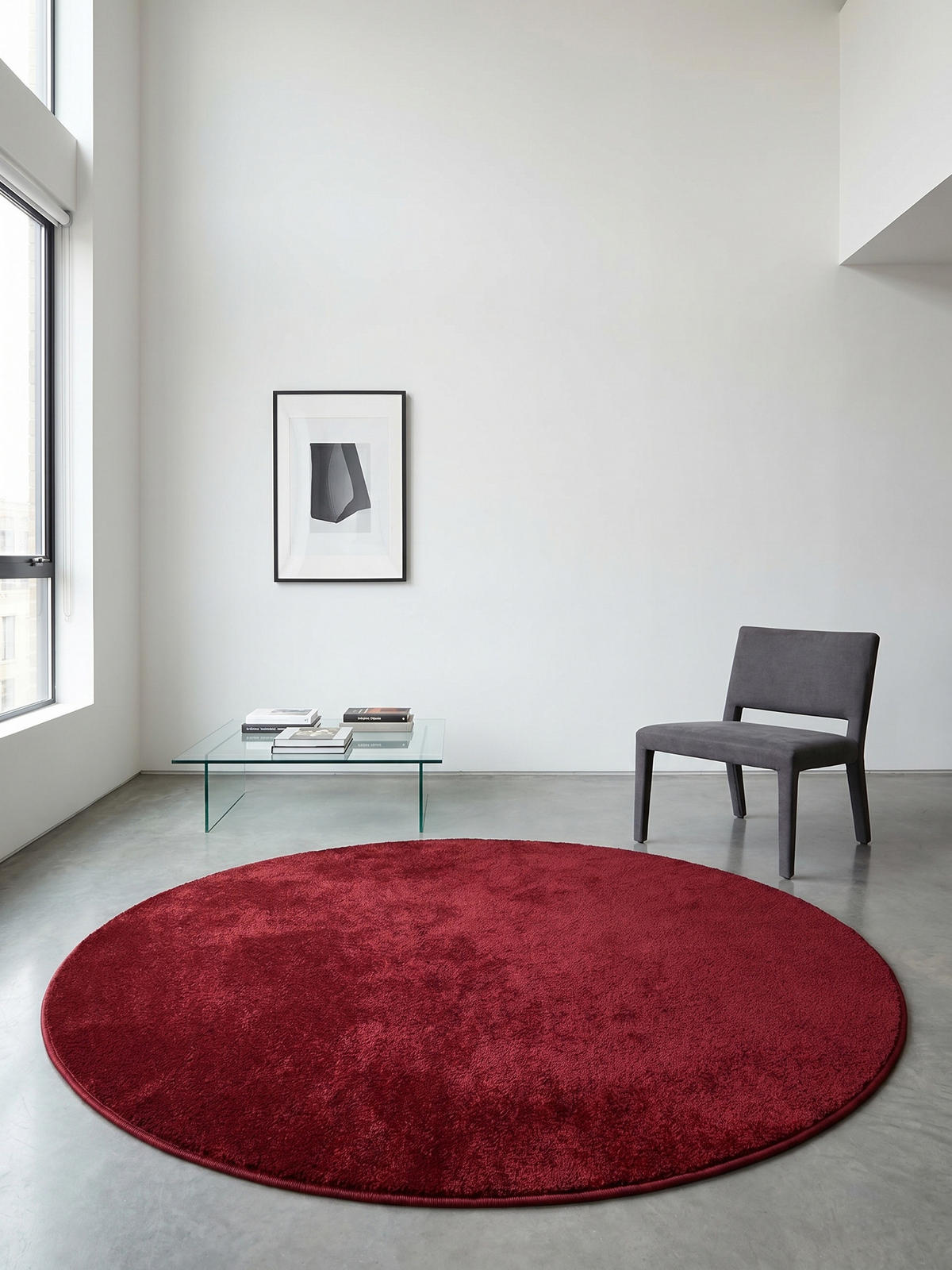 TEPPICH Flur Einfarbig Pflegeleicht Waschbar Wohnzimmer OEKO-TEX Rund Rot 200x200 cm Diele – MAIN - Rot, Textil (200/200cm) - KADIMA DESIGN