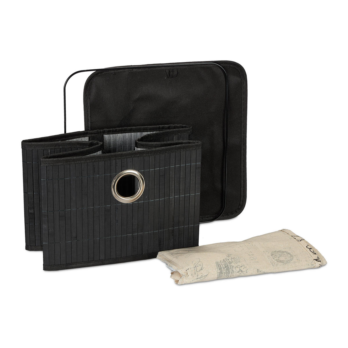 AUFBEWAHRUNGSKORB - Multicolor, Holz/Textil (31/20/31cm) - Relaxdays