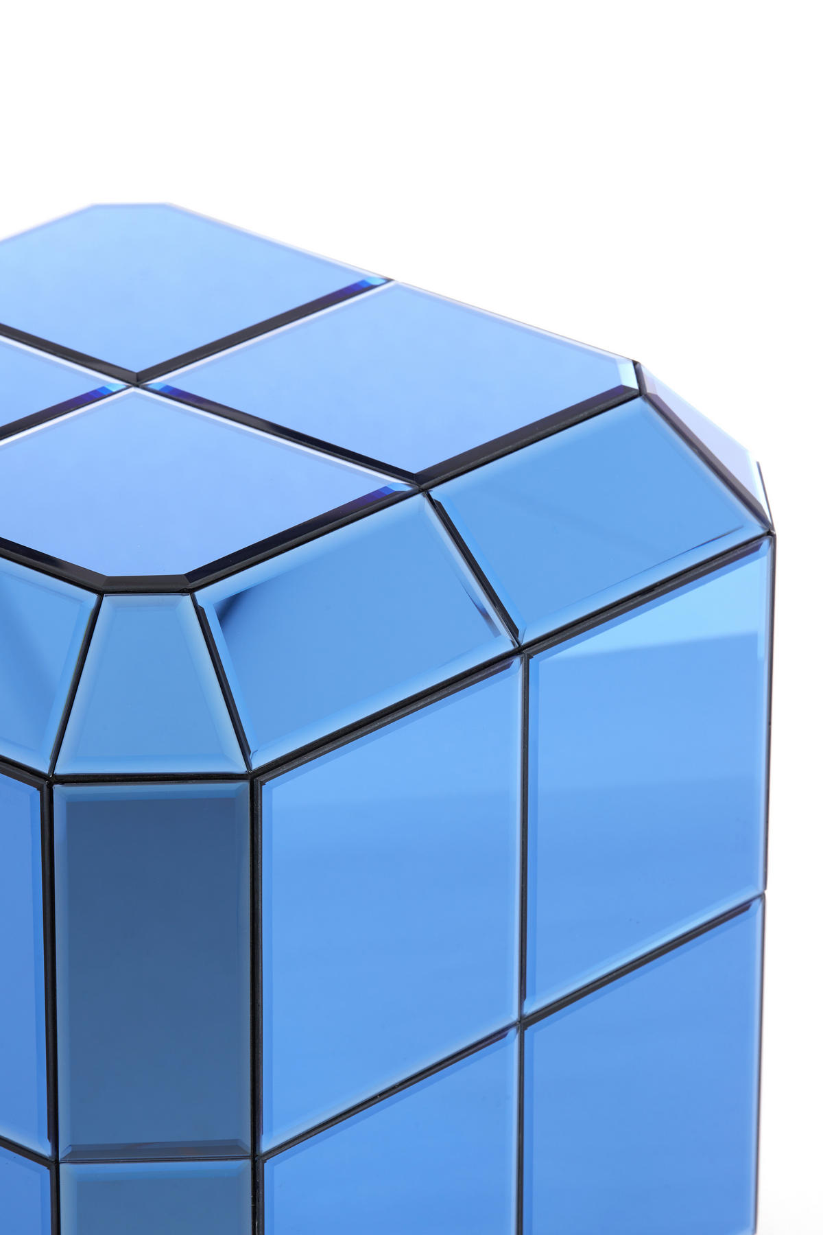 BLUMENSÄULE Luciano Blau 40/40/100 cm - Blau, Glas (40/40/100cm) - Light & Living