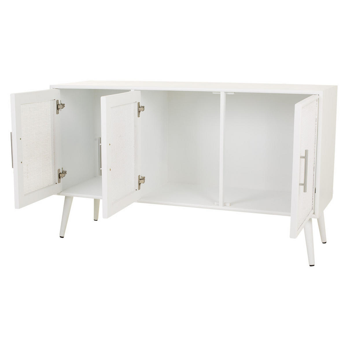 SIDEBOARD aus Holz und Gitter, Weißes, 120x42x71 - Weiß, Holz (120/71/41.5cm) - Wanderlust