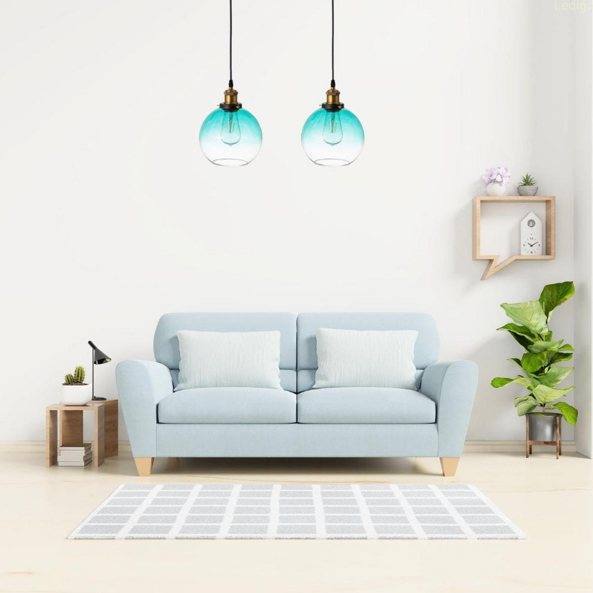 PENDELLEUCHTE Rome - Blau/Transparent, Glas/Metall (20/50/110cm) - kiki design