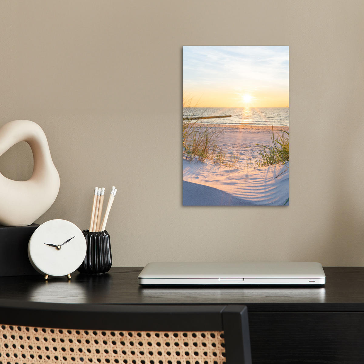 POSTER Strand - Sonne - Düne - Gras - Sand - Horizont 20x30 cm - Hellblau, Papier (20/30/0.1cm) - MuchoWow