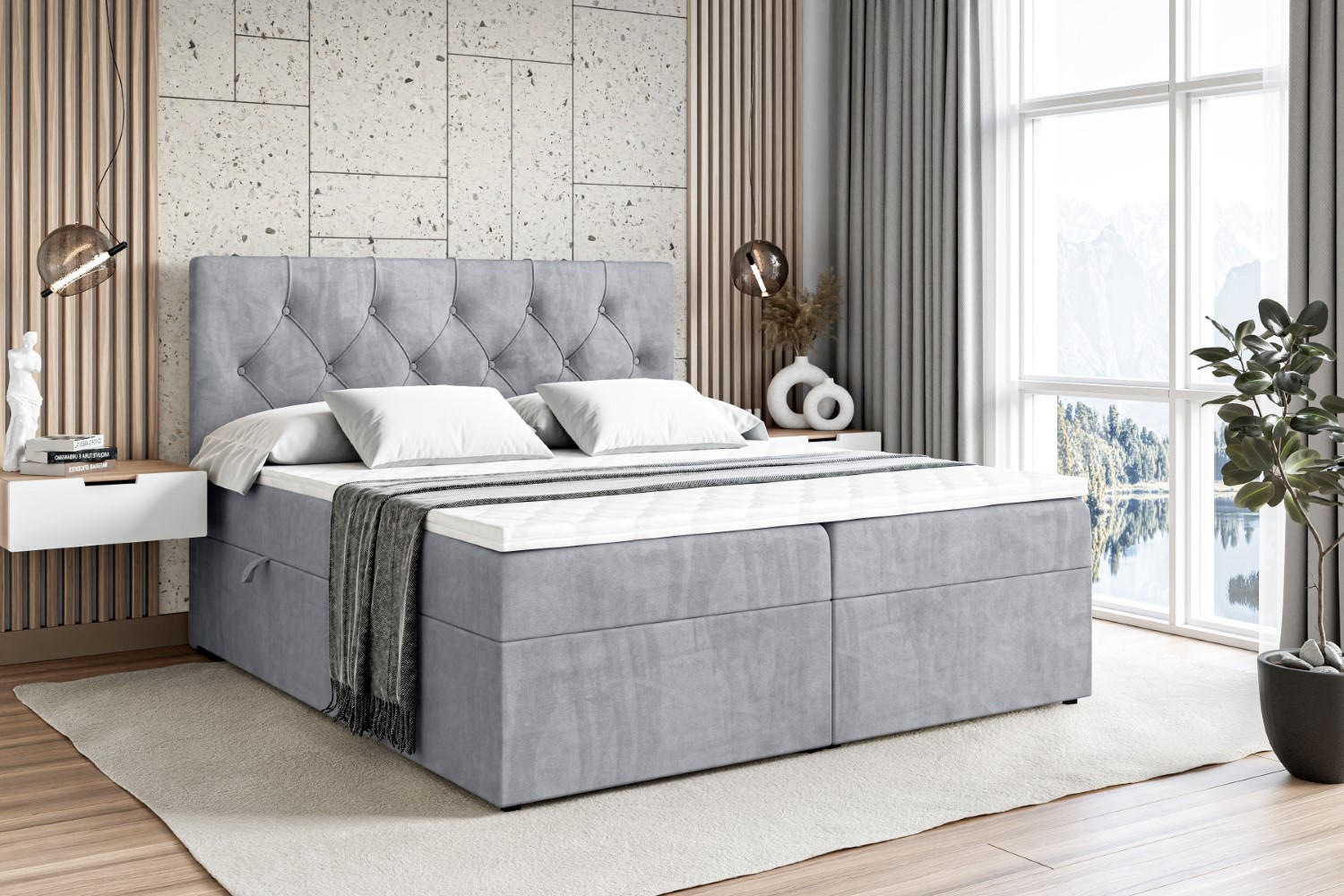BOXBETT mit Matratze H3 und Lattenrost - MIRAGE - 120x200 Hellgrau - Hellgrau, Holzwerkstoff (120/200cm) - ALTDECOR