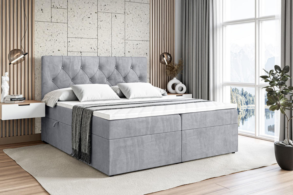 BOXBETT mit Matratze H3 und Lattenrost - MIRAGE - 120x200 Hellgrau - Hellgrau, Holzwerkstoff (120/200cm) - ALTDECOR
