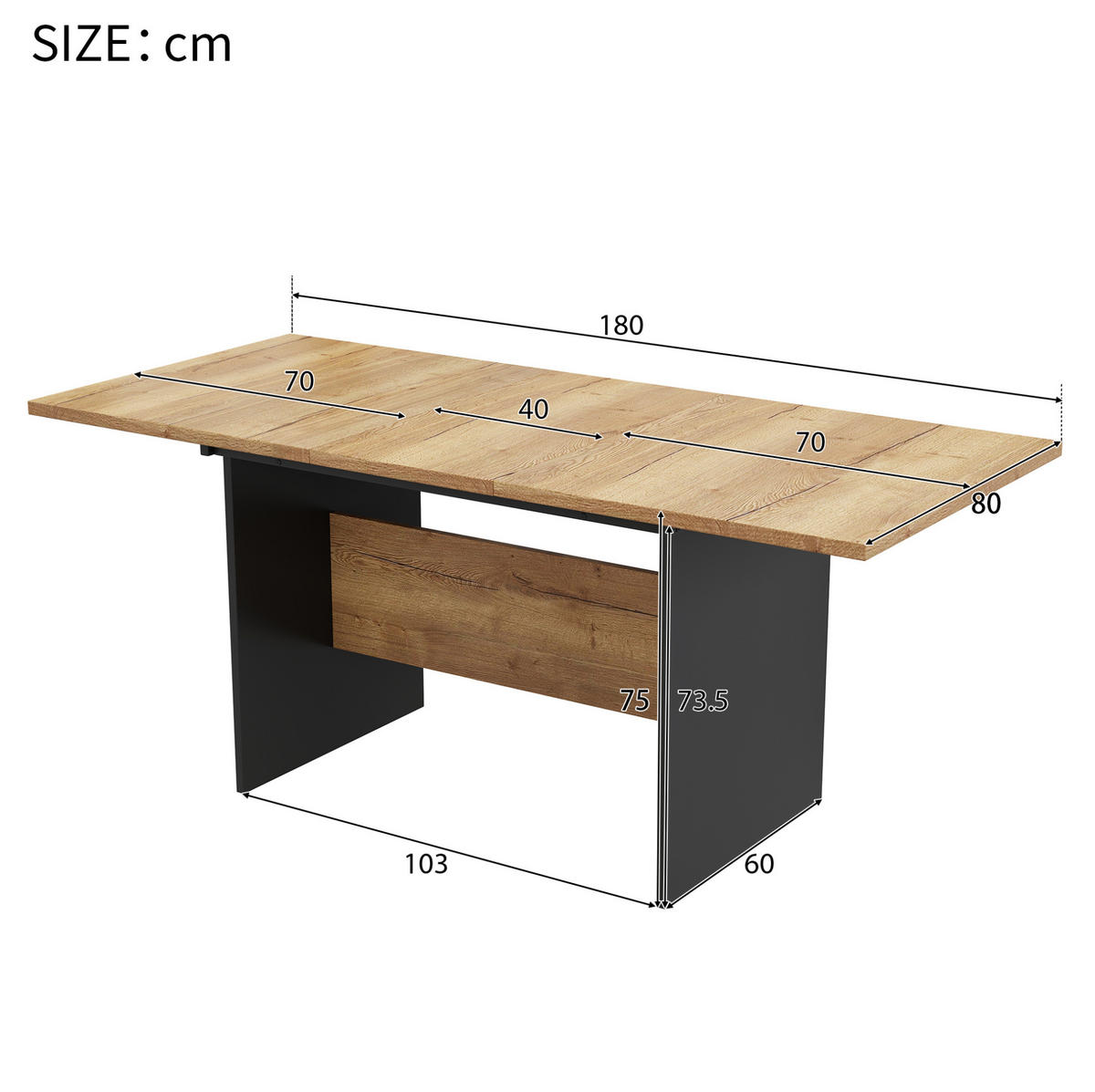 AUSZIEHTISCH in Dunkelwalnuss-Schwarz ausziehbar für 4–6 Personen - Schwarz, Holzwerkstoff (180/75/80cm) - BEAOK
