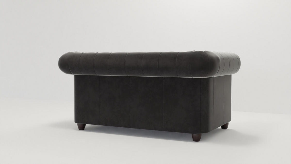 CHESTERFIELD-SOFA 2-Sitzer Nyx Schwarz Samt - Schwarz/Braun, Holz/Textil (148/72/86cm) - S-Style Möbel