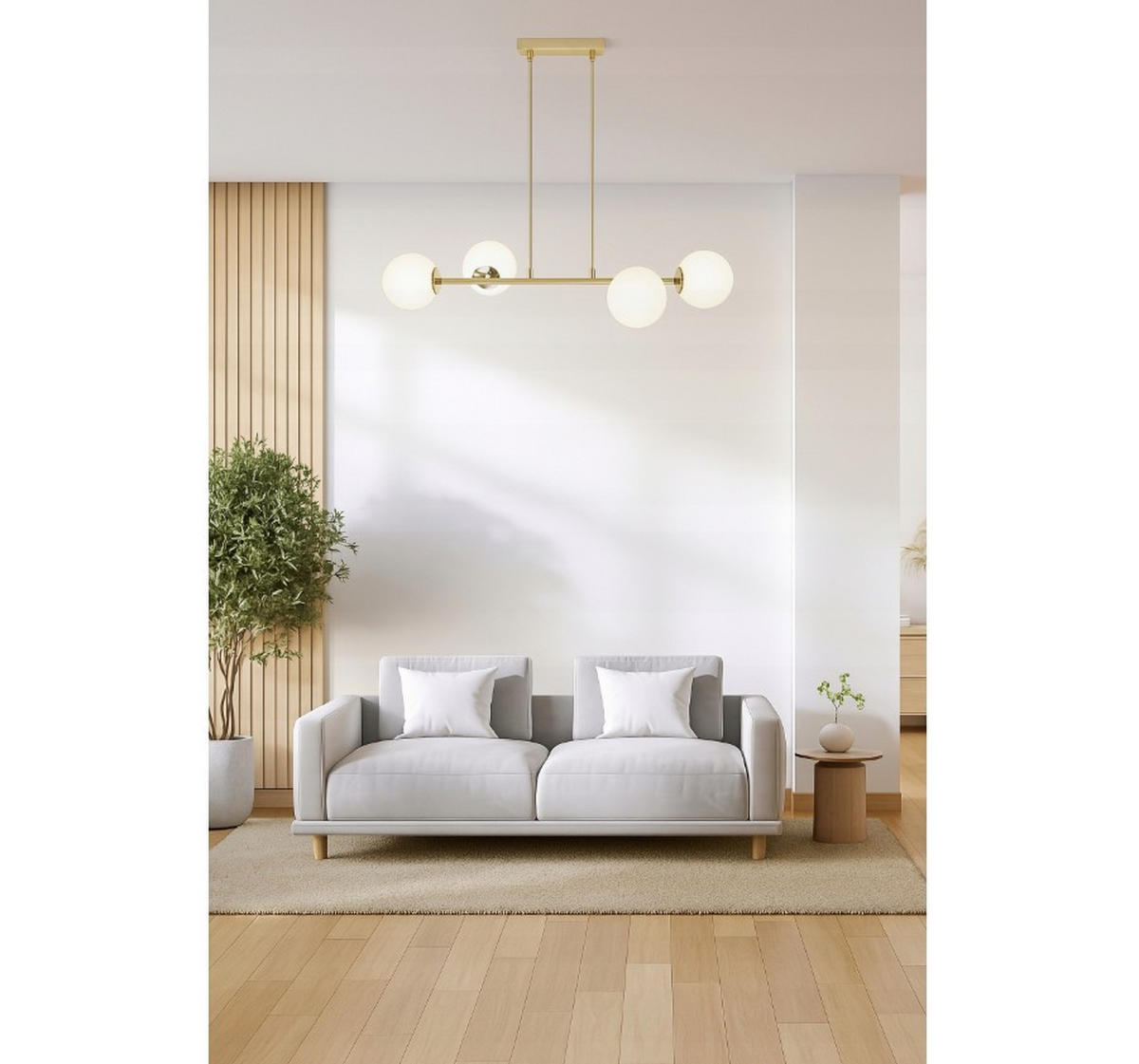 PENDELLEUCHTE ECRU II - Beige/Goldfarben, Glas/Metall (35/88/100cm) - kiki design