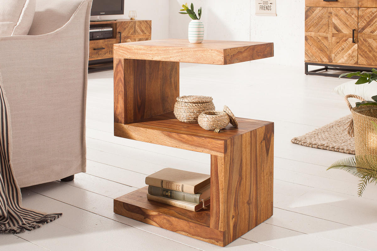 BEISTELLTISCH S Sheesham Natur 60 cm - Braun, Holz (30/45/60cm) - riess-ambiente