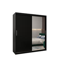 SCHWEBETÜRENSCHRANK 200/180/62 2-türig - Silberfarben/Schwarz, Holz/Kunststoff (180/200/62cm) - MÖBEL KRYSPOL