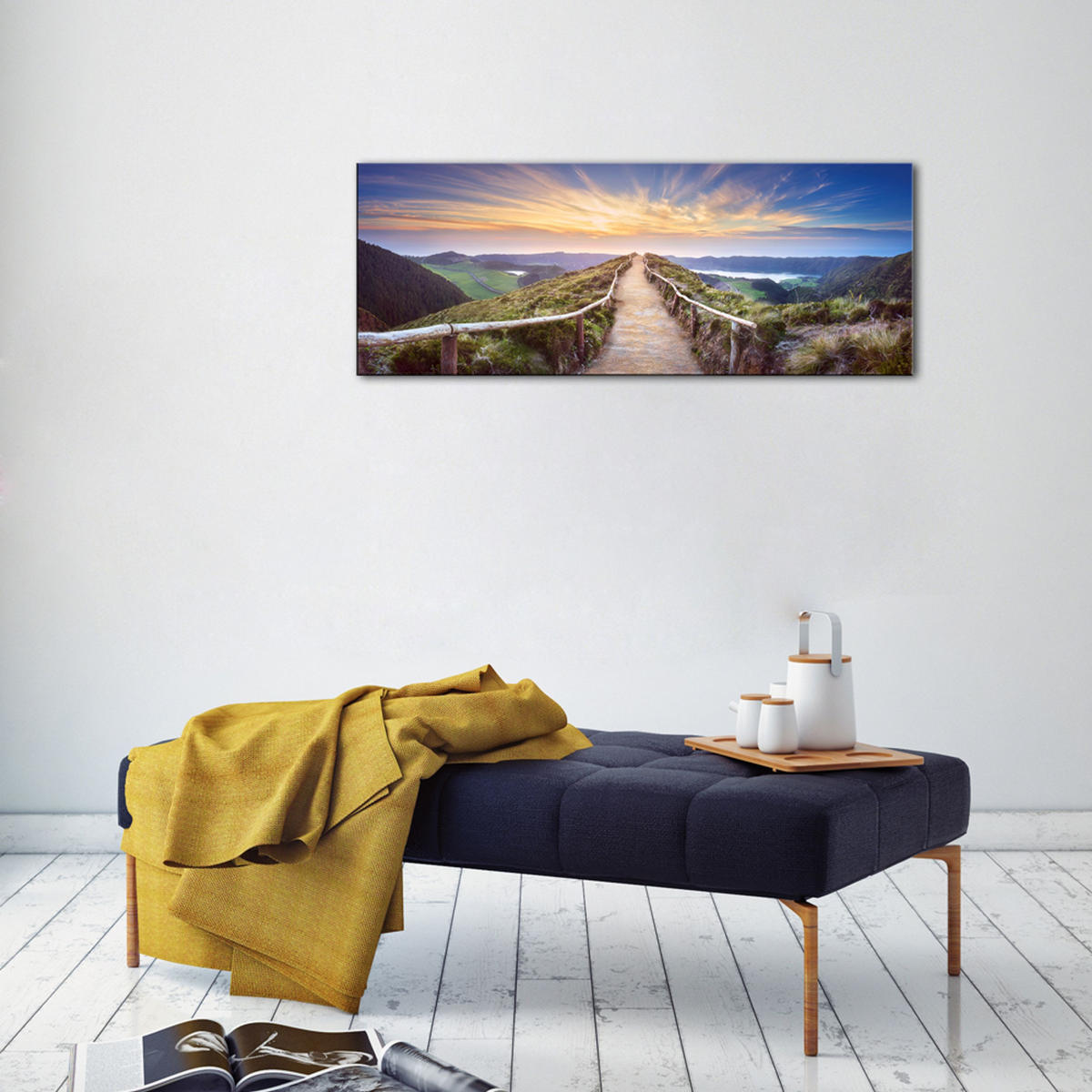 GLASBILD 80x30 cm Berglandschaft Berge - Gelb, Glas (80/30cm) - artissimo