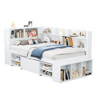KINDERBETT 90/200 cm mit Lattenrost, Schublade, Regal und Stauraum aus Sperrholz, Weiß - Weiß, Holzwerkstoff (90/200cm) - Redom
