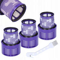 FILTER V10 - 3er-Set HEPA waschbar, Reinigungsbürste mit Klinge, Ersatzfilter, hohe Partikelfiltration - Multicolor, Kunststoff/Metall (10/10/10cm)