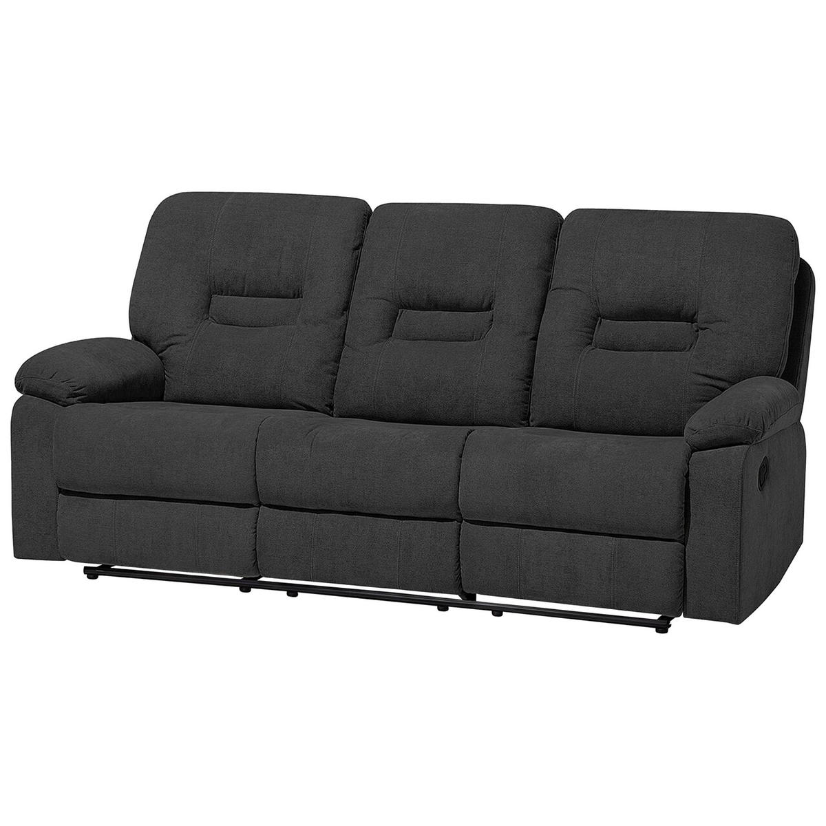 3-SITZER-SOFA Polsterbezug Dunkelgrau Bergen - Dunkelgrau, Textil (204/101/73cm) - Beliani