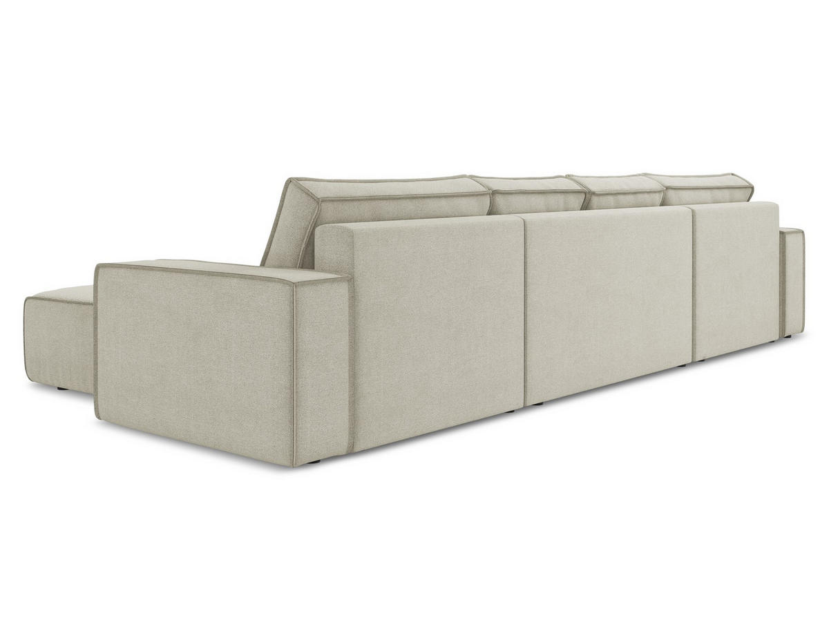WOHNLANDSCHAFT Strukturstoff Stoff Beige - Beige/Creme, Kunststoff/Textil (398/82/185cm) - Makamii