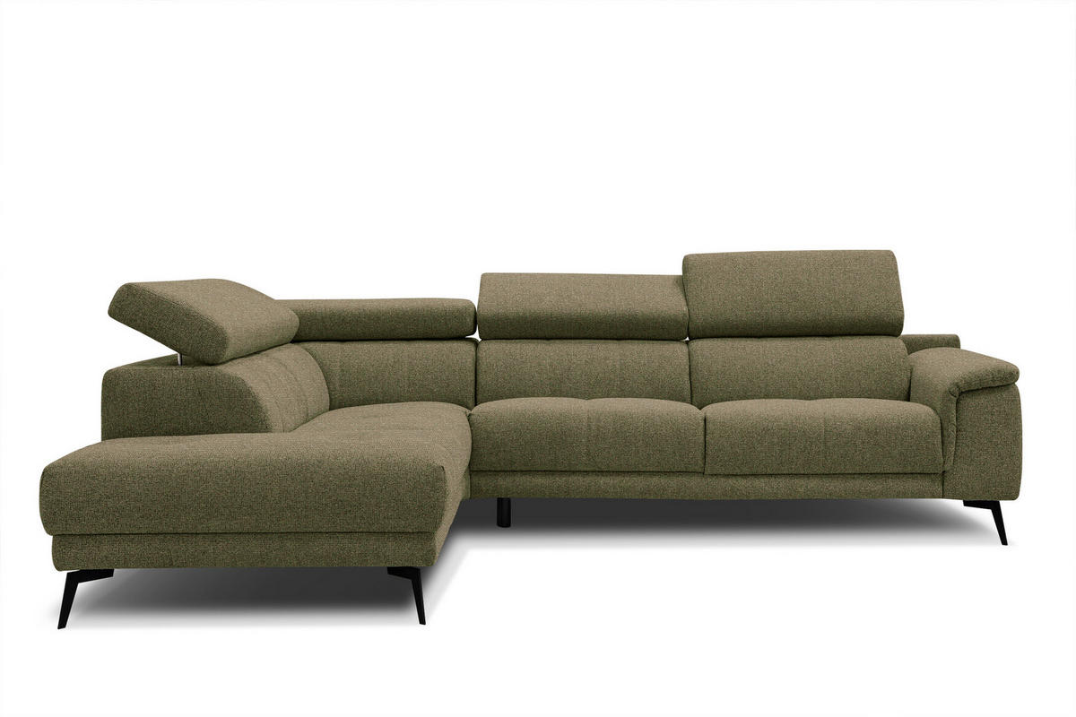 ECKSOFA FIERO 5-Sitzer, olivgrün - Schwarz/Olivgrün, Holzwerkstoff/Textil (158/269cm) - Courtois Laville