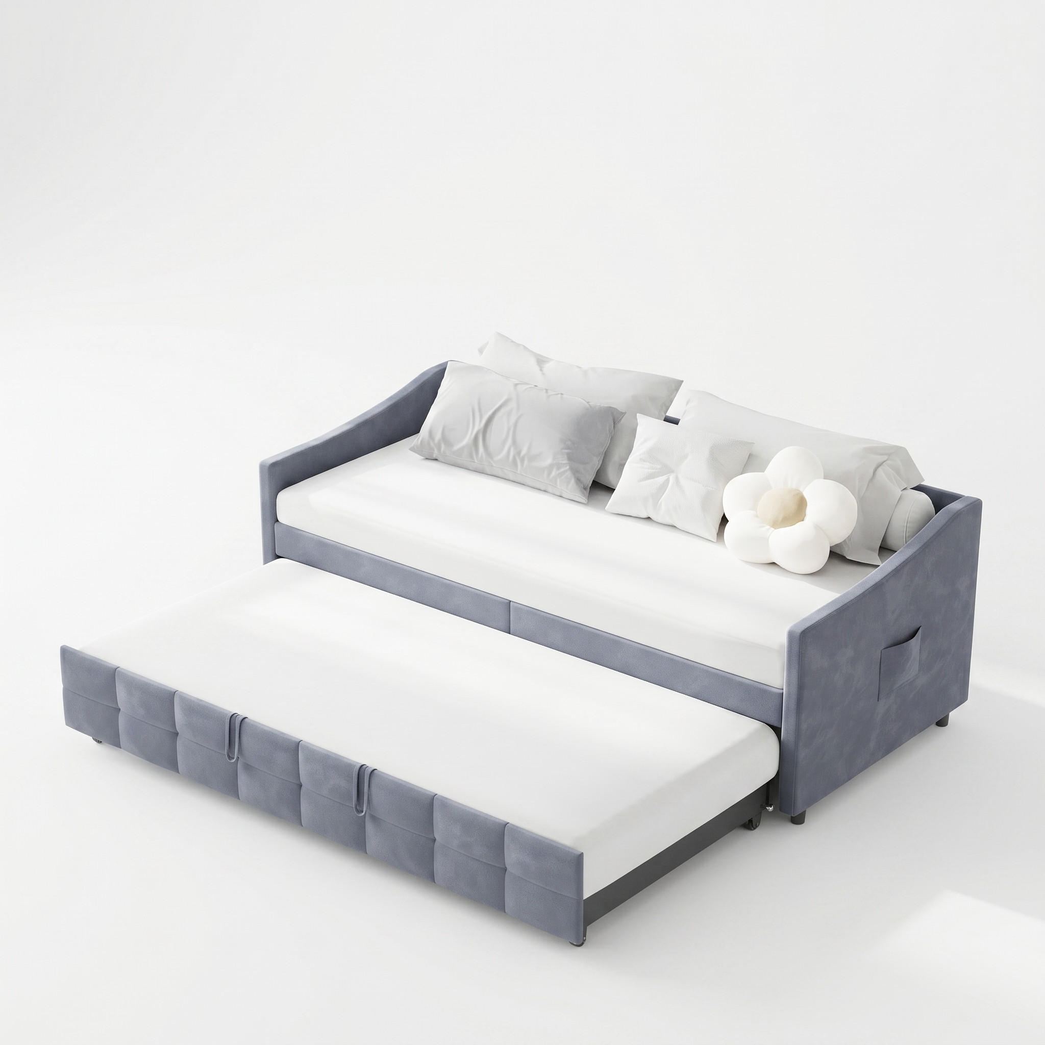 SCHLAFSOFA 90/180x200 cm mit Stauraum,Tagesbett in Grau Samt - Grau, Holz/Metall (180/200cm) - PARAFTA HOME