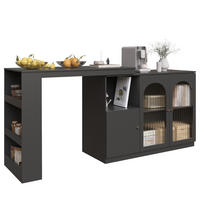 BARTISCH drehbar mit Glastüren offenen Regalen Stauraum 120/40/97 cm - Schwarz, Glas/Holzwerkstoff (120/40/97cm) - EVRYAE