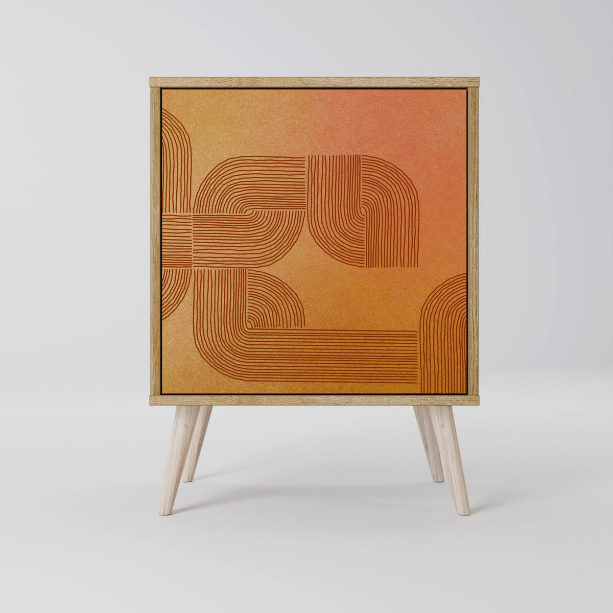 SIDEBOARD STRENGTHENING RELATION, Grau, 57,5x42x70,5 cm, Schwarze Metall-Sternfüße - Multicolor/Schwarz, Holzwerkstoff/Metall (57.5/70.5/42cm) - SpaceRebels