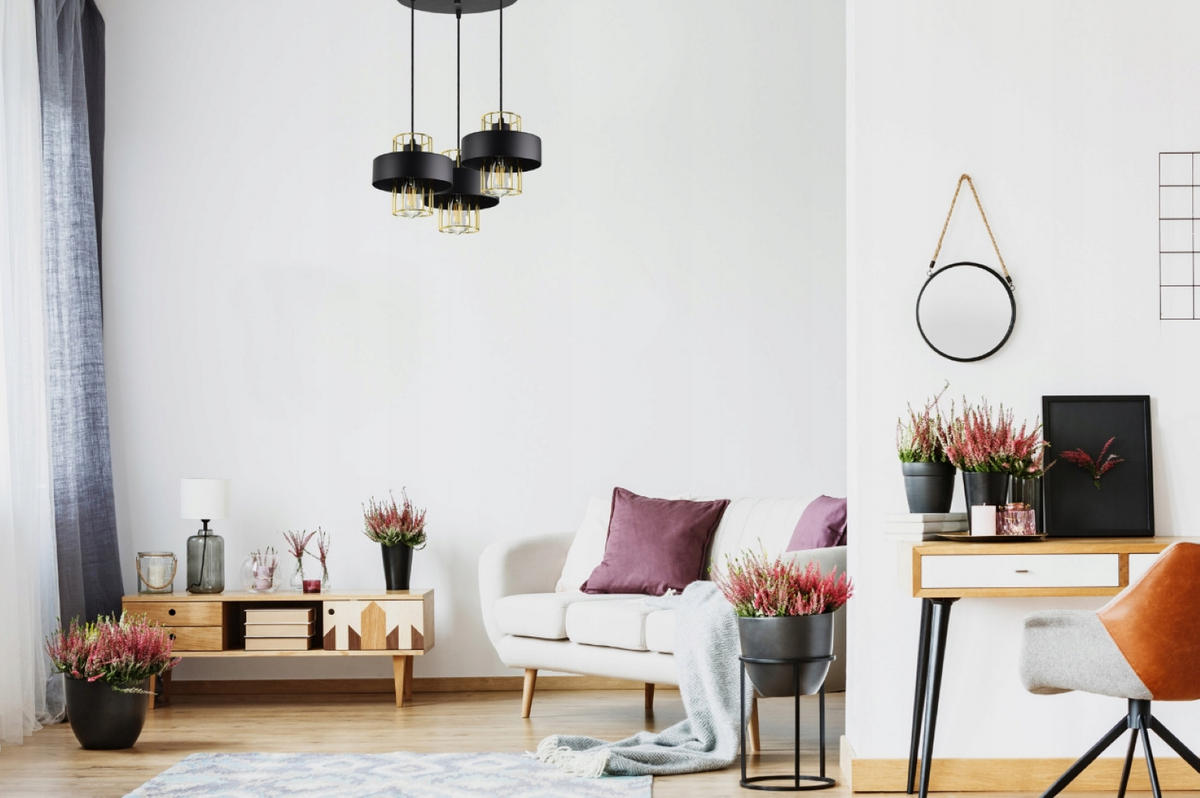 PENDELLEUCHTE LOFT - Goldfarben/Schwarz, Metall (30/30/90cm) - kiki design
