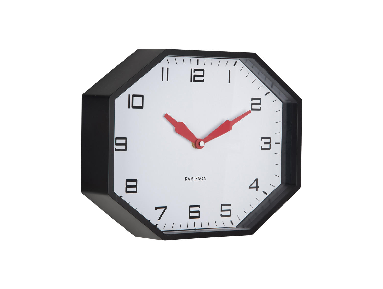 WECKER Modern Factory Octagon Schwarz 32/32/26 cm - Schwarz, Kunststoff (32/26/32cm) - Karlsson