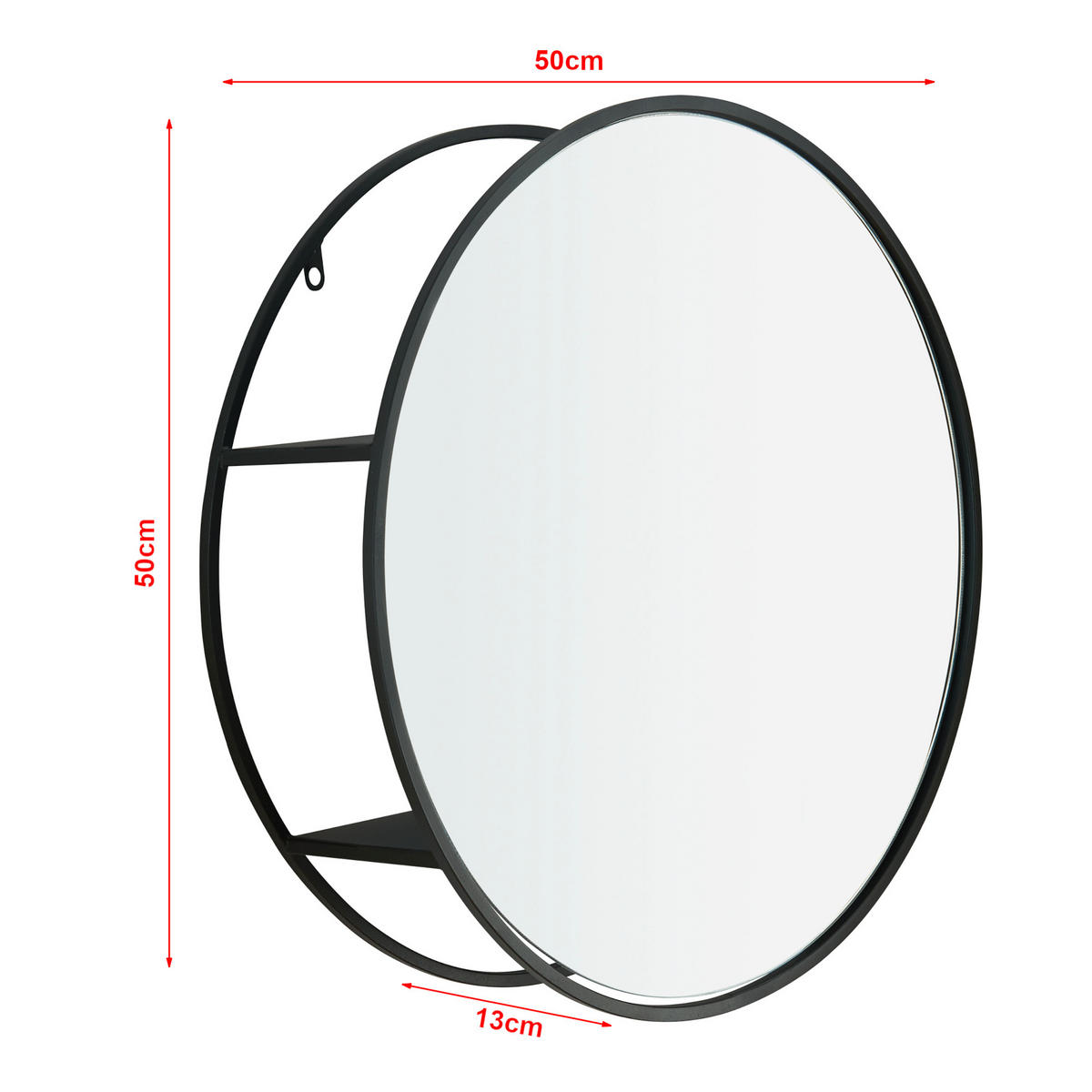 WANDSPIEGEL Sunne - Schwarz, Glas/Metall (50/13/50cm) - [en.casa]