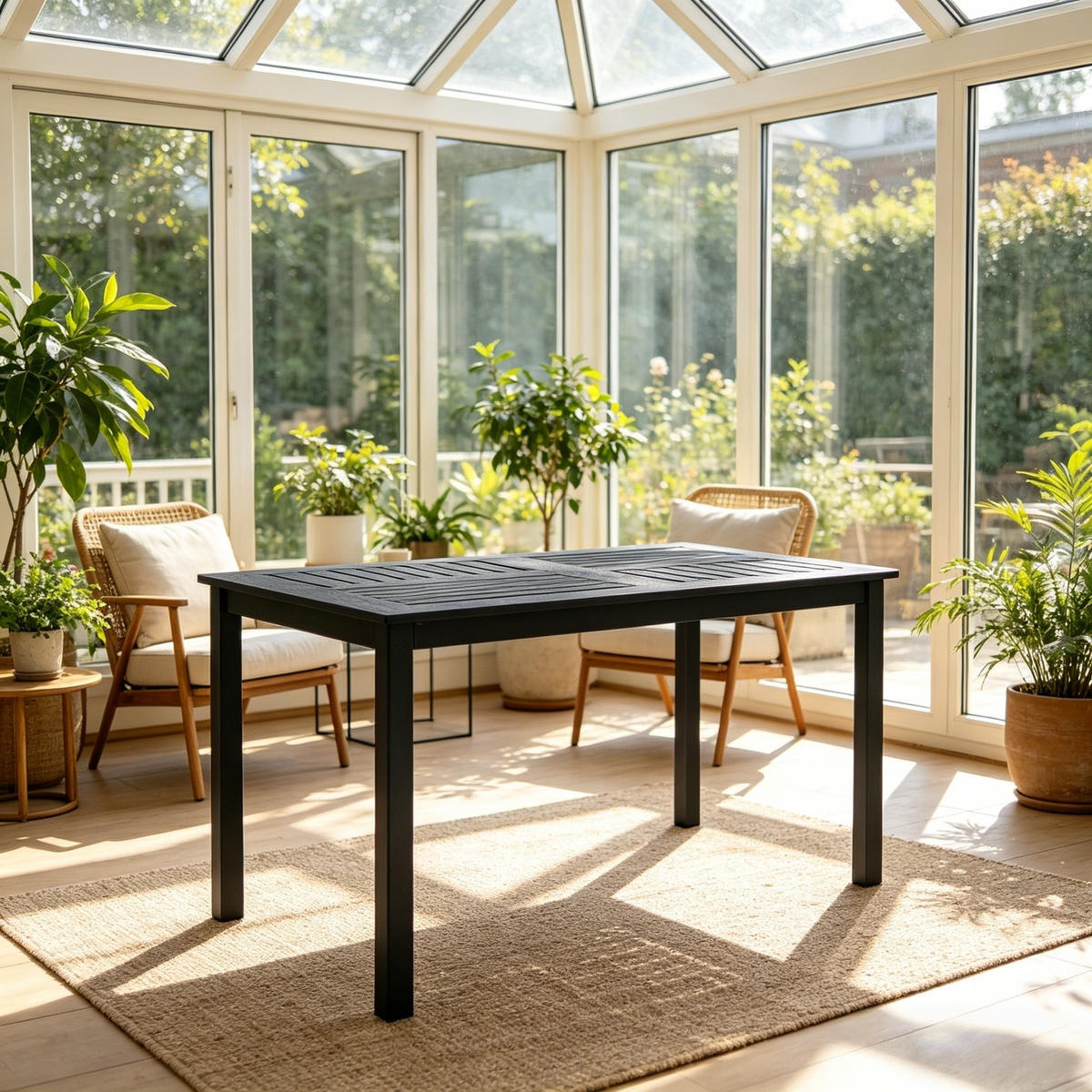 GARDEN ESSTISCH Aluminium Schwarz, Anthrazit - Schwarz, Metall (80/120/73cm) - Authentics