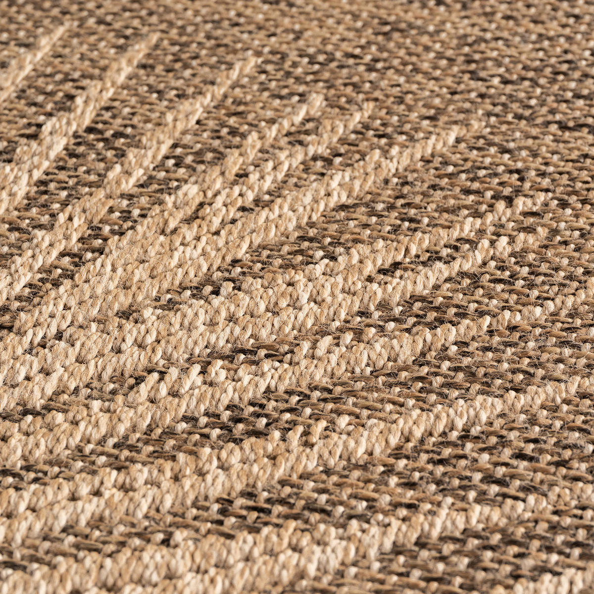 TEPPICH In-/Outdoor Jute-Optik Flachgewebe Blattmuster Polypropylen Braun Rechteckig 200x290 - Braun, Textil (200/290cm) - KADIMA DESIGN