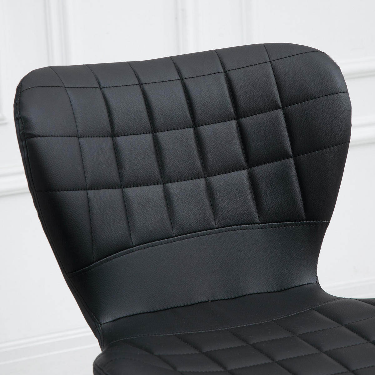 BARHOCKER 2er-Set höhenverstellbar drehbar 57 x 58 x 87-107 cm Kunstleder Schwarz - Schwarz, Metall (51.5/109/47cm) - Meubliv
