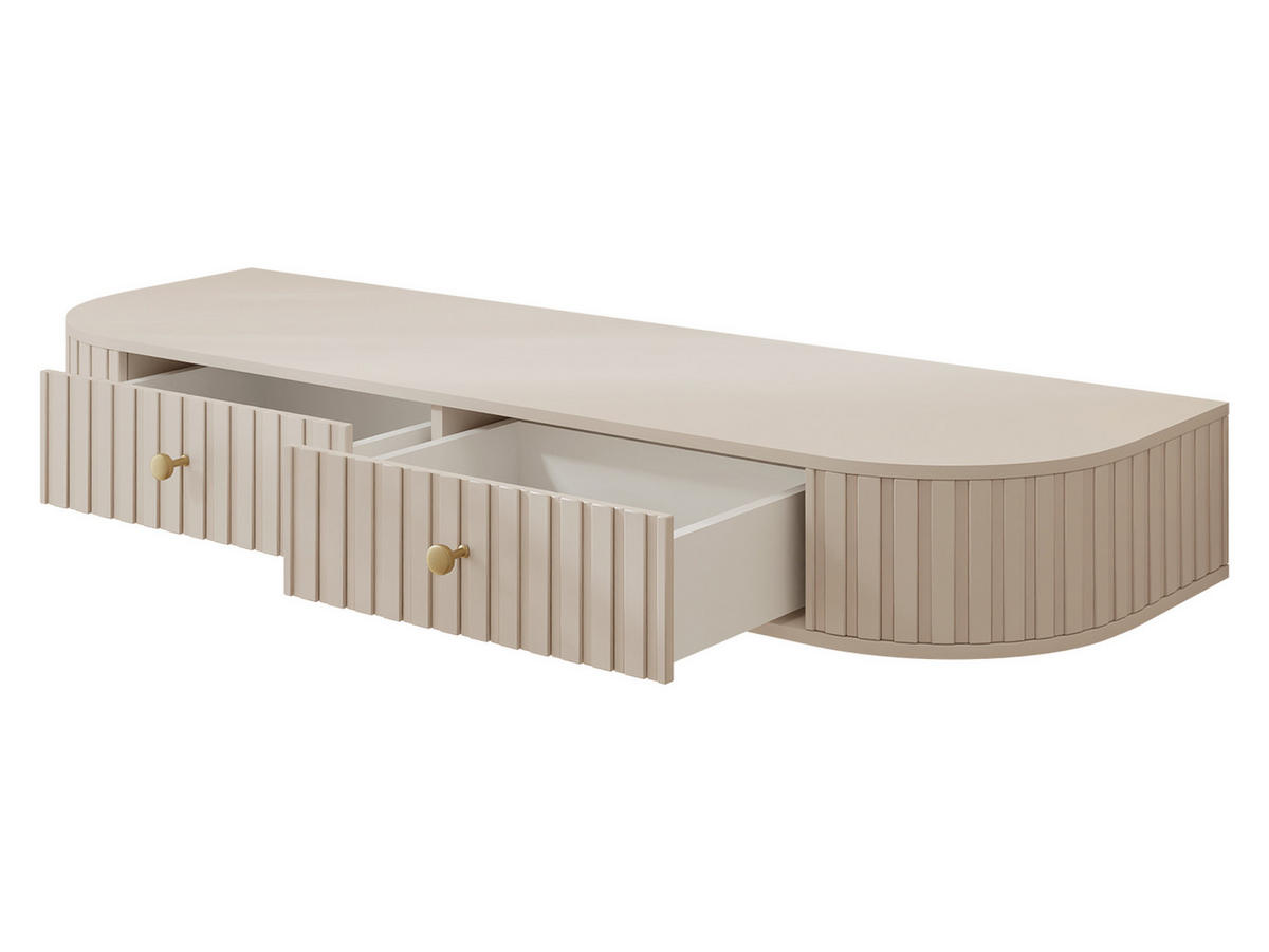 SCHMINKTISCH Sepiroz 2S + Spiegel - Sandfarben/Goldfarben, Holzwerkstoff/Metall (123/18/36cm) - MIRJAN24