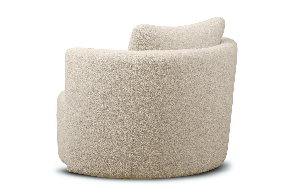 DREHSESSEL-SET RAGGI inkl. Sitzhocker, Boucle, Ecru - Ecru, Textil (92/75/80cm) - KONSIMO®