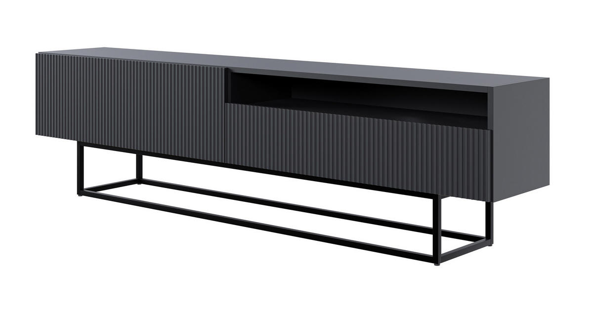 TV-SCHRANK Veldio Schwarz mit offenem Fach 175 cm - Schwarz, Holzwerkstoff/Metall (175/46.5/31.6cm) - Selsey