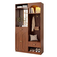KOMPAKTGARDEROBE Spiegel Sitzbank Schuhschrank Haken LED - Walnussfarben, Holzwerkstoff (100/180/35cm) - FLIEKS