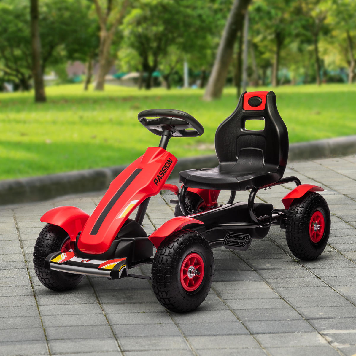 KINDER-GOKART Kunststoff Metall Rot - Rot, Kunststoff (117/58/61cm) - HOMCOM