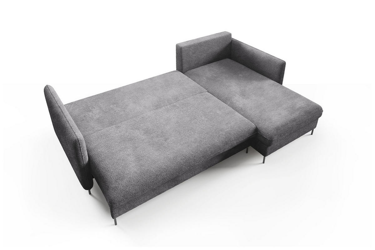 ECKSOFA Belis Boucle in Grau, Schlafsofa - Grau, Holzwerkstoff/Textil (216/165cm) - Bettso